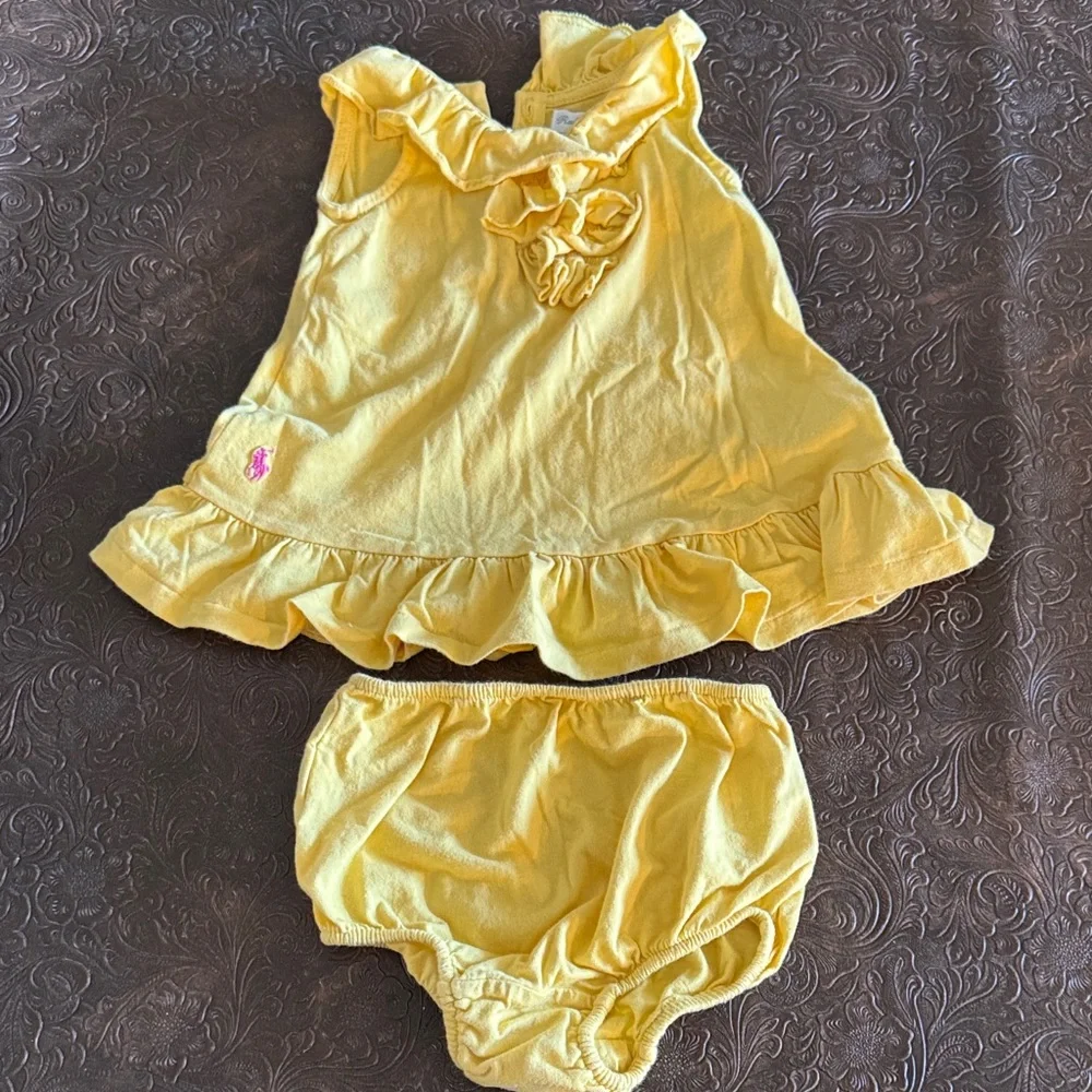 Ralph Lauren Yellow Ruffled Diaper Cover Set